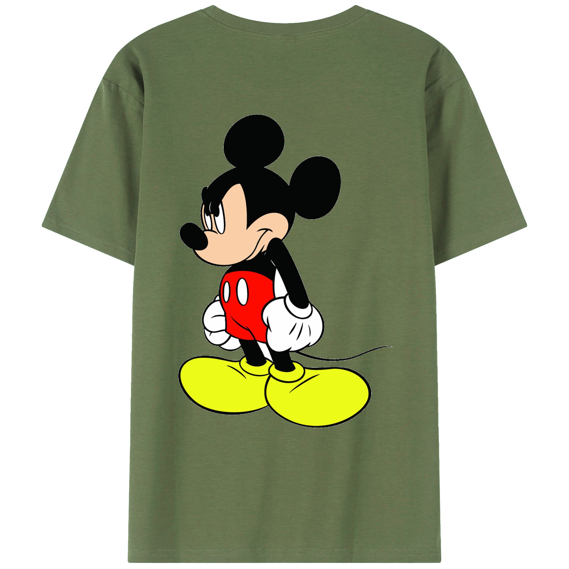 ミッキーマウス Mickey Mouse 綿100％ メンズ半袖Tシャツ（バックプリント） 通気性